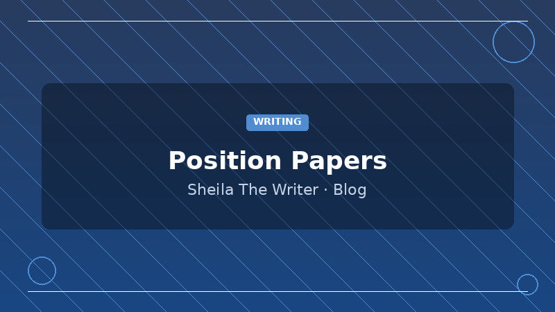 Position paper outline structure displayed on whiteboard